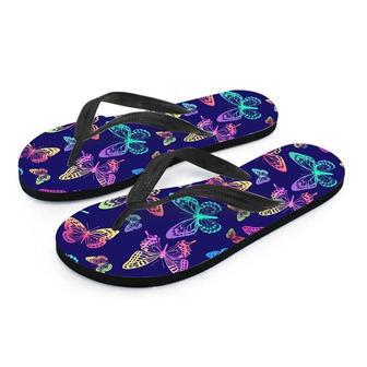 Neon Butterfly Print Men's Flip Flops | Newhawaiianshirts AU