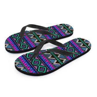 Neon Color Indian Aztec Trippy Men's Flip Flops | Newhawaiianshirts