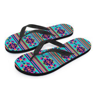 Neon Indian Aztec Abstract Art Print Men's Flip Flops | Newhawaiianshirts