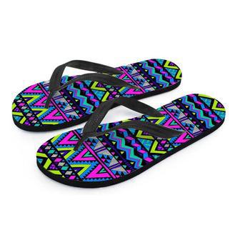 Neon Indian Aztec Doodle Men's Flip Flops | Newhawaiianshirts CA