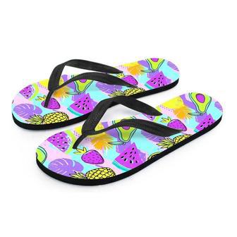 Neon Mix Fruit Pineapple Hawaiian Print Men's Flip Flops | Newhawaiianshirts AU