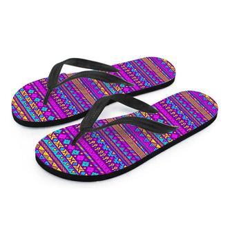 Neon Multicolor Ethic Aztec Doodle Print Men's Flip Flops | Newhawaiianshirts CA