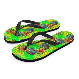 Neon Pineapple Hawaiian Print Men's Flip Flops | Newhawaiianshirts CA