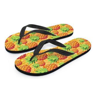 Neon Yellow Pineapple Hawaiian Print Men's Flip Flops | Newhawaiianshirts