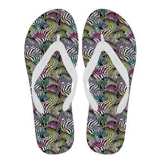 Neon Zebra Pattern Print Men & Women Flip Flops | Newhawaiianshirts AU