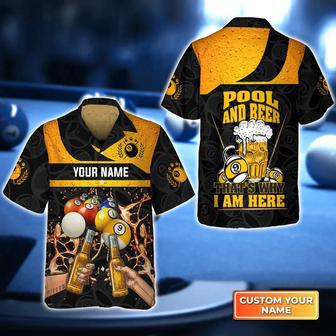 Nine-Ball Billiard And Beer That's Why I'm Here Personalized Name Hawaiian Shirt, Gift For Billiard Players | Newhawaiianshirts UK