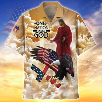 One Nation Under God Full Printed Hawaiian Shirt For Summer, Patriotic Of Jul Hawaii Aloha Beach Shirt | Newhawaiianshirts AU