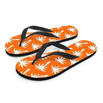 Orange Hawaiian Palm Tree Print Men's Flip Flops | Newhawaiianshirts DE