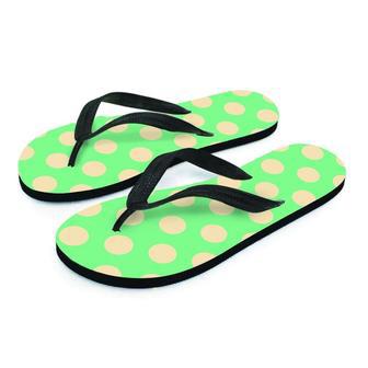 Pale Green Polka Dot Men's Flip Flops | Newhawaiianshirts DE