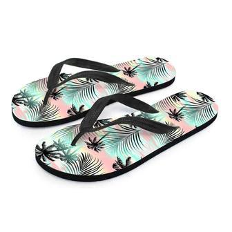 Pastel Palm Tree Hawaiian Print Men's Flip Flops | Newhawaiianshirts DE