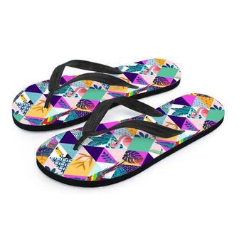 Patchwork Tropical Bird Print Men's Flip Flops | Newhawaiianshirts