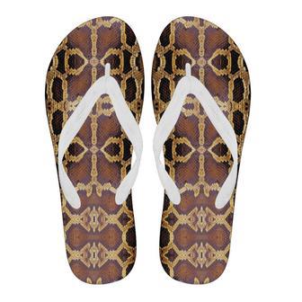 Pattern Print Snakeskin Python Skin Men & Women Flip Flops | Newhawaiianshirts AU