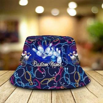 Personalized Bowling Bucket Hat for Bowling Team Gift, Custom Name Bowling Players hats Summer Outfits | Newhawaiianshirts AU