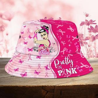 Personalized Breast Cancer Awareness Bucket Hat, Pretty in Pink Hat for Girl, Women | Newhawaiianshirts AU