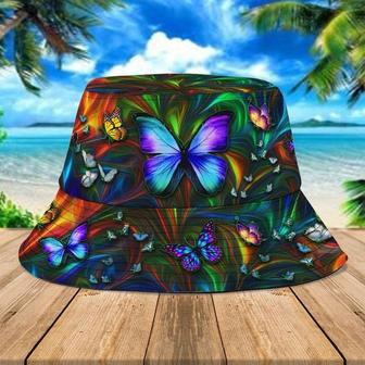 Personalized Butterfly Trippy Pattern Bucket Hat, Butterfly Psychedelic Bucket Hat for Women, Girl | Newhawaiianshirts