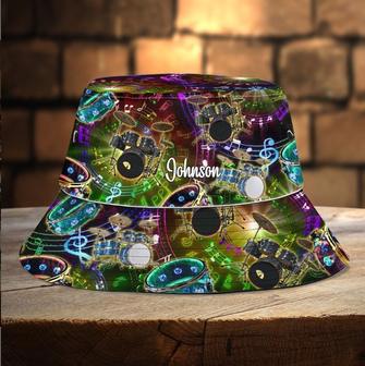 Personalized Colorful Drum Bucket Hat for Drummer, Gift for Men, Women Drummer Hat for Beach Music Festival | Newhawaiianshirts UK