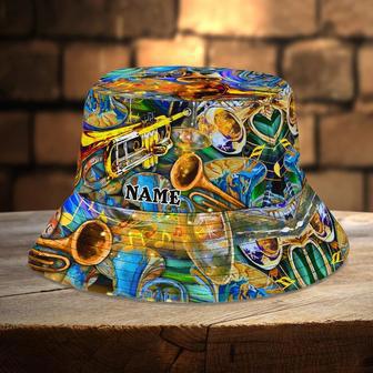 Personalized Colorful Trumpet Bucket Hat for Men, Women, Custom Name Trumpet Players hat for Husband, Dad | Newhawaiianshirts AU