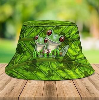 Personalized Funny Frog Bucket Hat for Men, Women, Frog Lovers Summer Hat for Him, Her | Newhawaiianshirts CA