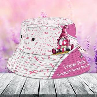 Personalized Gnome I Wear Pink for Breast Cancer Awareness Bucket Hat for Women, Girl | Newhawaiianshirts CA