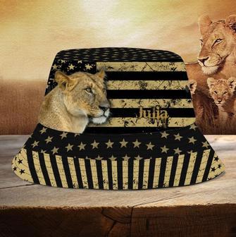 Personalized Lion Queen, Lion King Bucket Hat for Women, Men US Flag Hat | Newhawaiianshirts DE