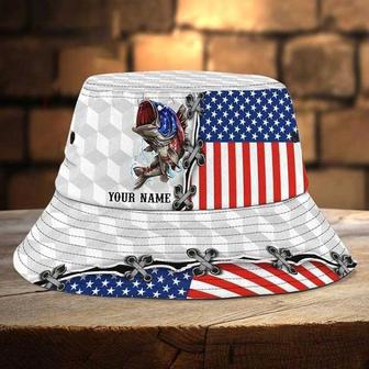 Personalized of July America Fishing Bucket Hat for Men, Dad, Fishermen, Fishing Boy Hat | Newhawaiianshirts AU