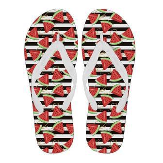 Piece Watermelon Stripe Black Pattern Print Men & Women Flip Flops | Newhawaiianshirts CA