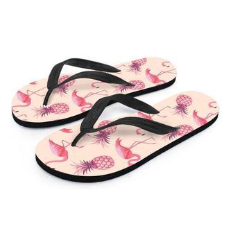 Pineapple Flamingo Print Men's Flip Flops | Newhawaiianshirts AU