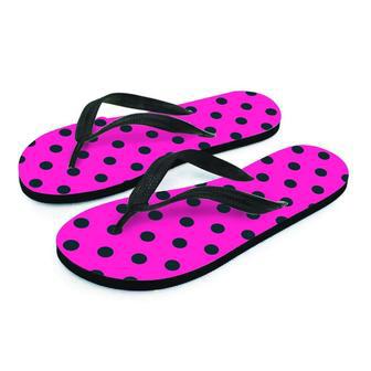 Pink And Black Polka Dot Men's Flip Flops | Newhawaiianshirts UK