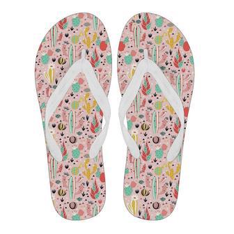 Pink Cactus Pattern Print Men Flip Flops | Newhawaiianshirts DE