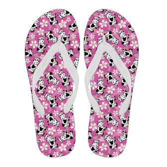 Pink Cartoon Cow Pattern Print Men & Women Flip Flops | Newhawaiianshirts UK