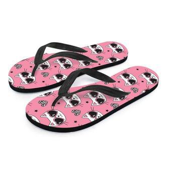 Pink Cat Print Men's Flip Flops | Newhawaiianshirts AU