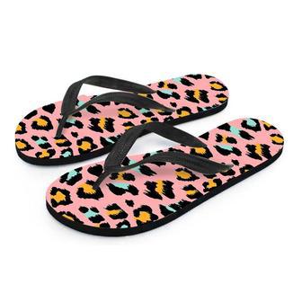 Pink Cheetah Print Men's Flip Flops | Newhawaiianshirts UK