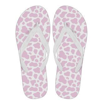 Pink Cow Pattern Print Men & Women Flip Flops | Newhawaiianshirts DE