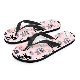 Pink Cute Cat Print Men's Flip Flops | Newhawaiianshirts UK