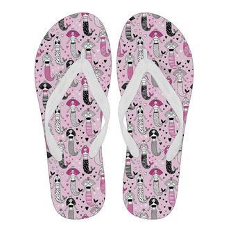 Pink Girly Mermaid Teal Scales Pattern Print Men & Women Flip Flops | Newhawaiianshirts CA