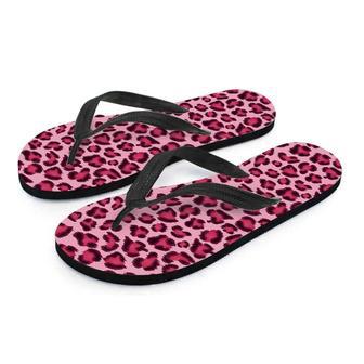 Pink Leopard Print Men's Flip Flops | Newhawaiianshirts DE