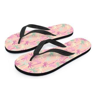 Pink Palm Tree Hawaiian Print Men's Flip Flops | Newhawaiianshirts