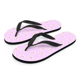 Pink Pastel Paw Men's Flip Flops | Newhawaiianshirts UK