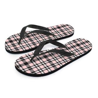 Pink Plaid Tartan Men's Flip Flops | Newhawaiianshirts DE