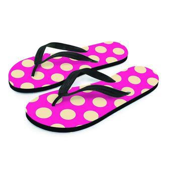 Pink Polka Dot Men's Flip Flops | Newhawaiianshirts CA