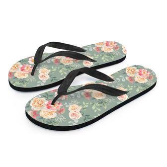 Pink Rose And Peony Floral Men's Flip Flops | Newhawaiianshirts UK