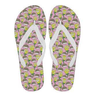 Pink Rose Hedgehogs Pattern Print Men & Women Flip Flops | Newhawaiianshirts