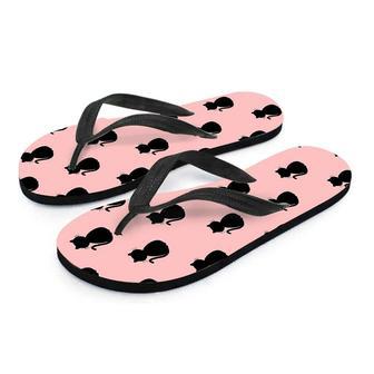 Pink Silhouette Cat Print Men's Flip Flops | Newhawaiianshirts CA