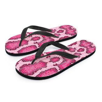 Pink Snakeskin Print Men's Flip Flops | Newhawaiianshirts CA