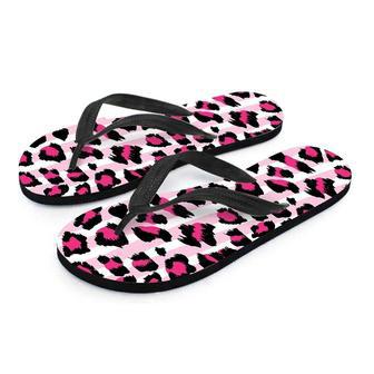 Pink Striped Leopard Men's Flip Flops | Newhawaiianshirts AU