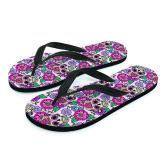 Pink Sugar Skull Floral Men's Flip Flops | Newhawaiianshirts