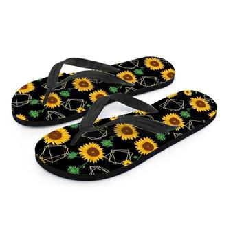 Polygonal Sunflower Men's Flip Flops | Newhawaiianshirts CA