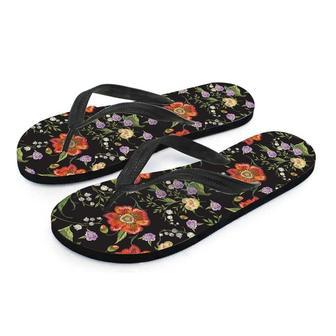 Poppy Floral Print Men's Flip Flops | Newhawaiianshirts AU