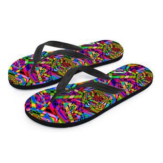 Psychedelic Geometric Multicolor Men's Flip Flops | Newhawaiianshirts CA