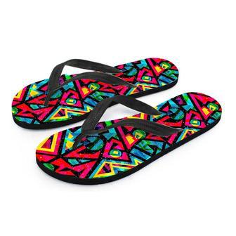 Psychedelic Geometric Print Men's Flip Flops | Newhawaiianshirts